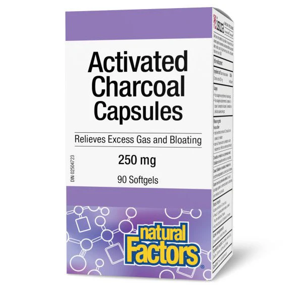 Natural Factors Activated Charcoal 90 Softgels - Image 2