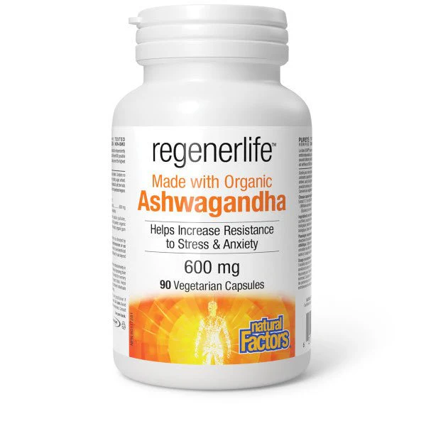 Natural Factors Ashwagandha 90 Veg Capsules, RegenerLife