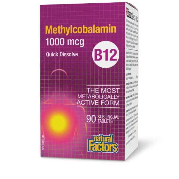 Natural Factors B12 Methylcobalamin 1000mcg 90 Sublingual Tablets