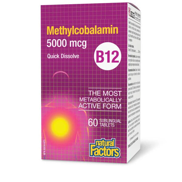 Natural Factors B12 Methylcobalamin 5000 mcg 60 Sublingual Tablets