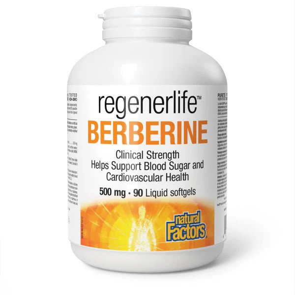 Natural Factors Berberine 500mg 90 Liquid Softgels, Regenerlife