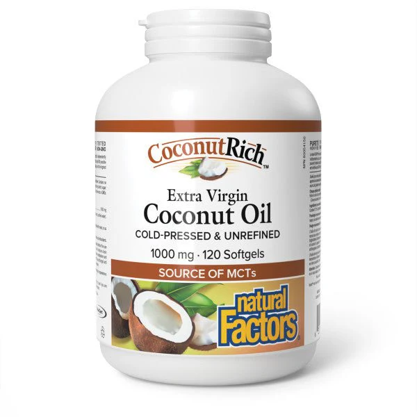 Natural Factors CoconutRich Extra Virgin Coconut Oil 120 Softgels
