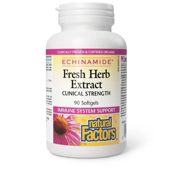 Natural Factors Echinacea Fresh Herb Extract, Echinamide 90 Softgels