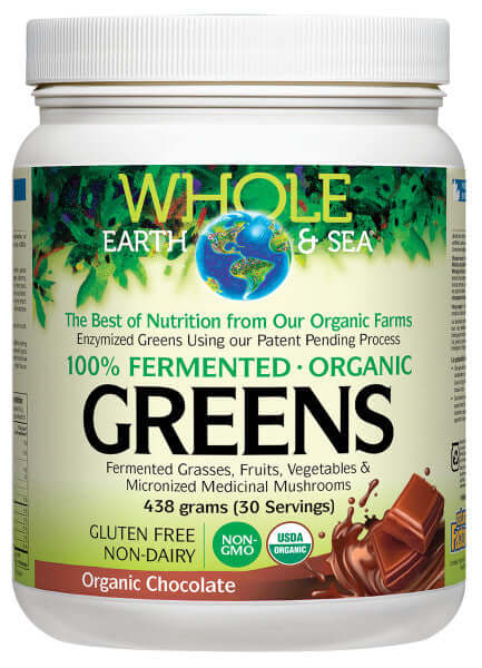 Natural Factors Fermented Greens Powder, Organic Chocolate, 438 Grams