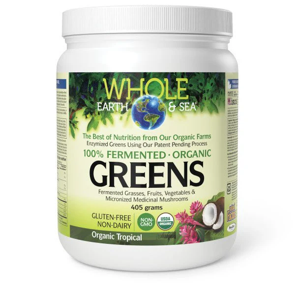 Natural Factors Fermented Greens Powder, Organic Tropical, 405 Grams