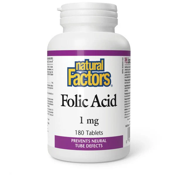 Natural Factors Folic Acid 1mg 180 Tablets