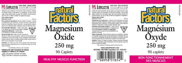Natural Factors Magnesium Oxide 250mg 90 Capsules - Image 2
