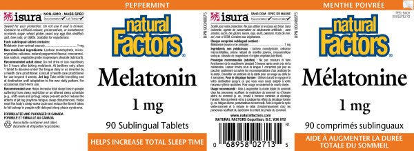 Natural Factors Melatonin 1 mg 90 Sublingual Tablets - Image 2