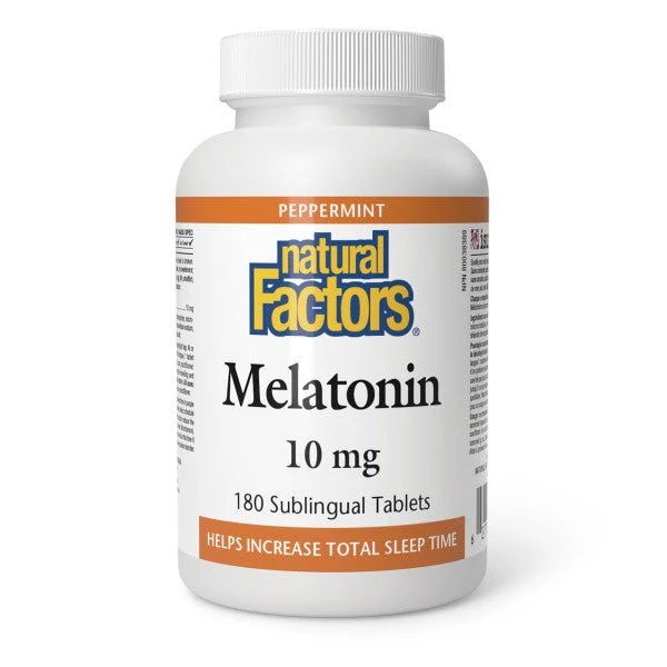 Natural Factors Melatonin 10 mg Sublingual Tablets Peppermint Flavor - Image 2