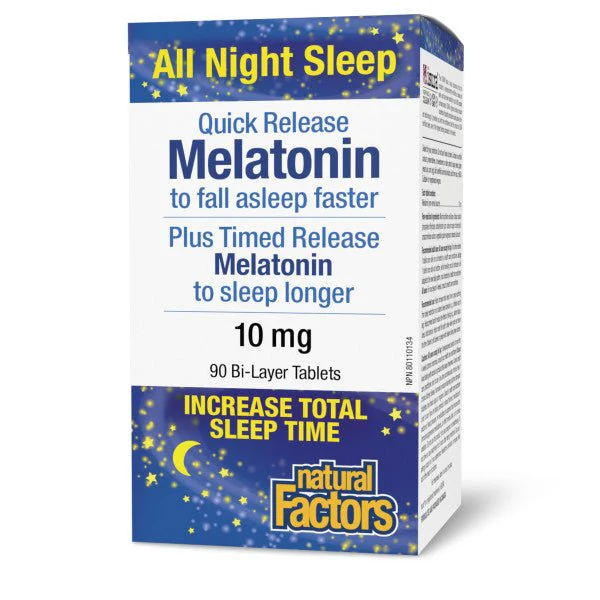 Natural Factors Melatonin Quick Release Plus Timed Release 10 mg Bi-Layer 90 Tablets