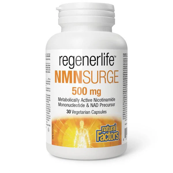 Natural Factors NMNSurge 500mg, RegenerLife 30 Veg Capsules