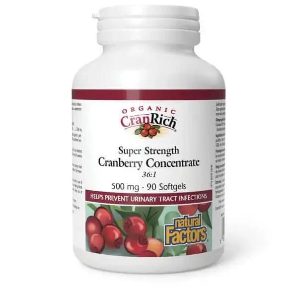 Natural Factors Organic Super Strength Cranberry 500mg 90 Softgels