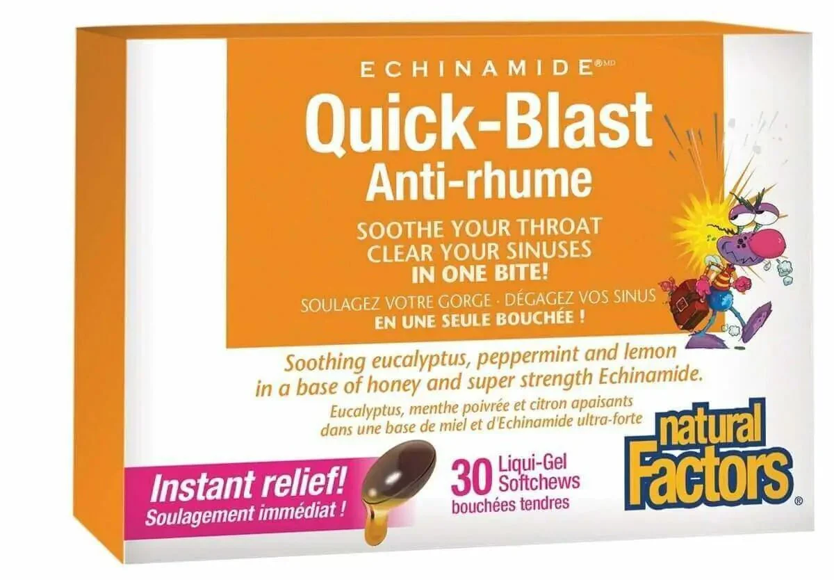 Natural Factors Quick-Blast, Echinamide 30 Chewable softgels