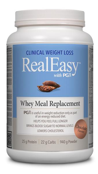 Natural Factors RealEasy with PGX Whey Meal Replacement, Chocolate 940 Grams