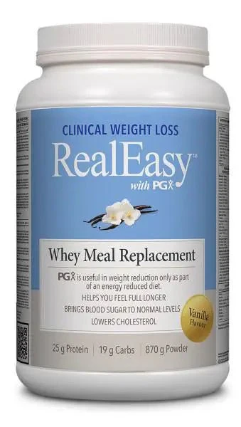 Natural Factors RealEasy with PGX Whey Meal Replacement, French Vanilla 870 Grams
