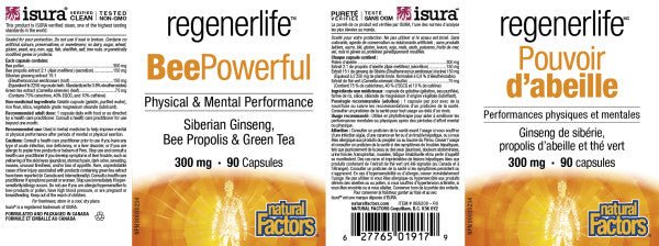 Natural Factors Regenerlife BeePowerful 300mg 90 Capsules - Image 2