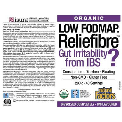 Natural Factors Reliefibre Organic, Unflavoured 200 Grams - Image 2