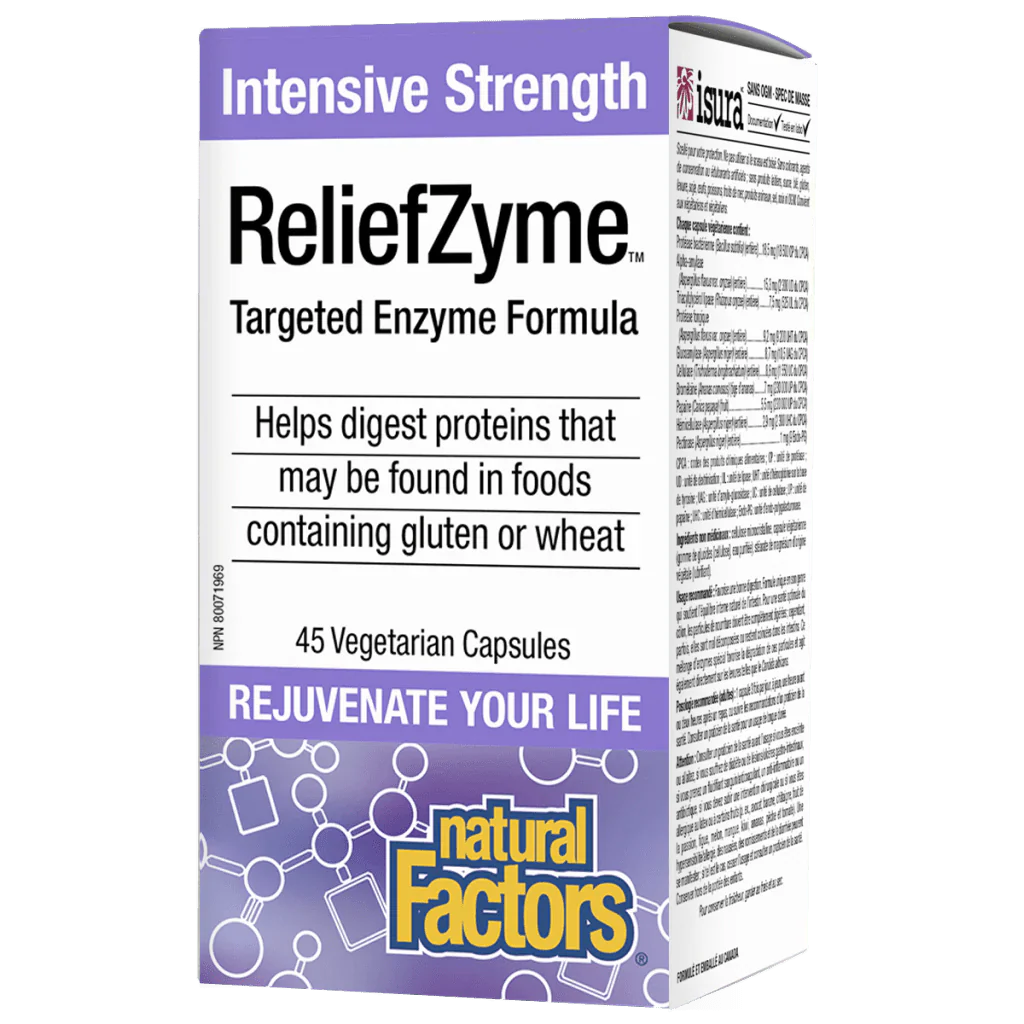Natural Factors ReliefZyme Intensive Strength 45 Veg Capsules