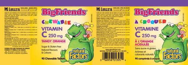 Natural Factors Vitamin C 250mg Big Friends 90 Tangy Orange Chewable Tablets - Image 2