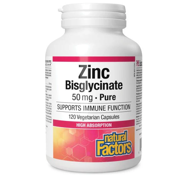 Natural Factors Zinc Bisglycinate 50mg 120 Veg Capsules