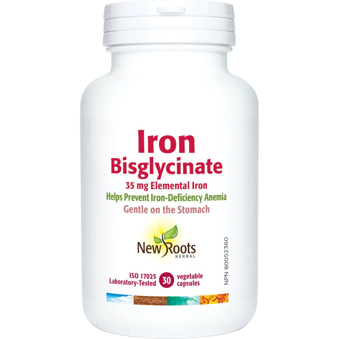 New Roots Iron Bisglycinate 30 Veg Capsules