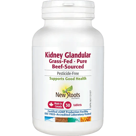 New Roots Kidney Glandular 30 Tablets, Grass-Fed, Beef-Sourced