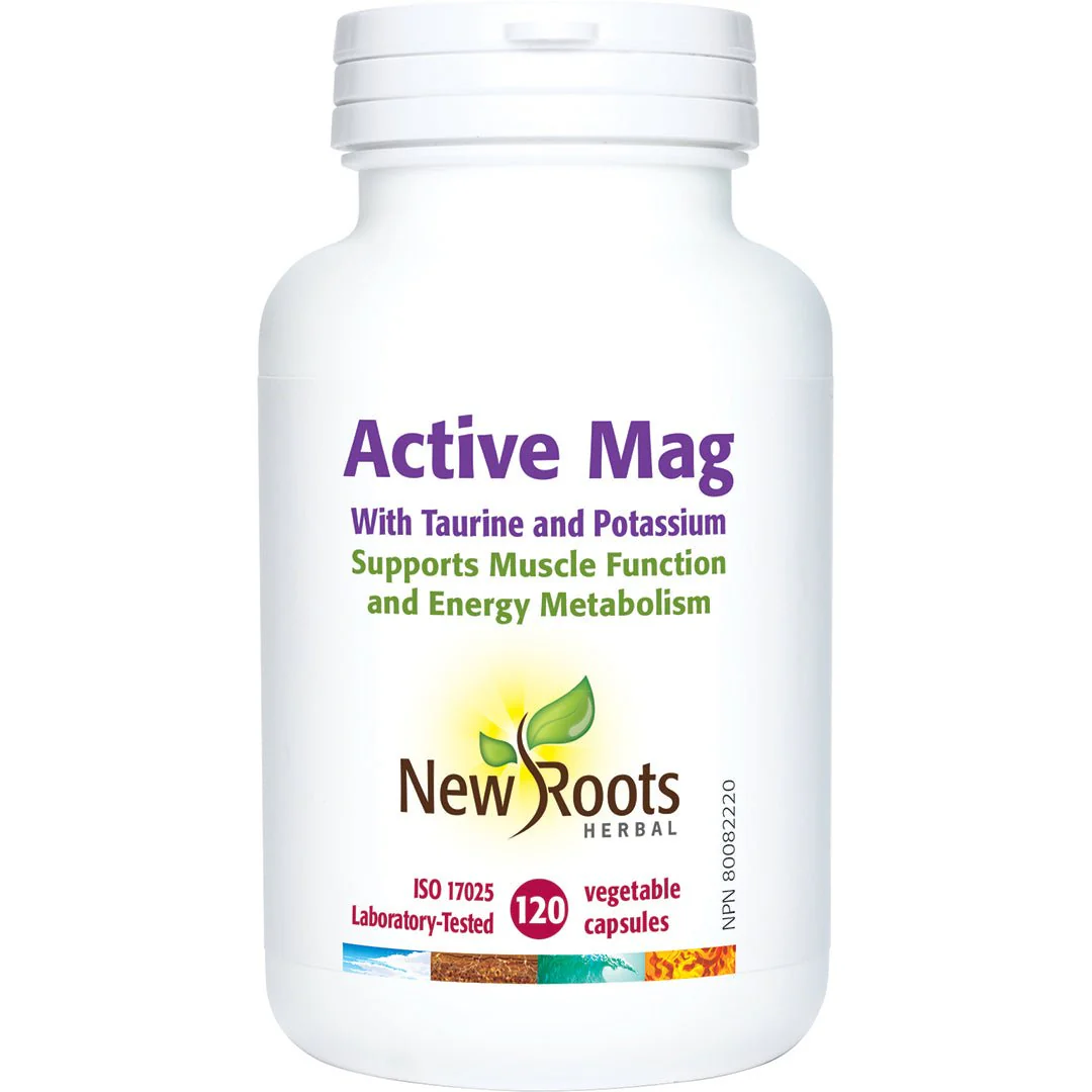 New Roots Active Mag with Taurine and Potassium 120 Veg Capsules