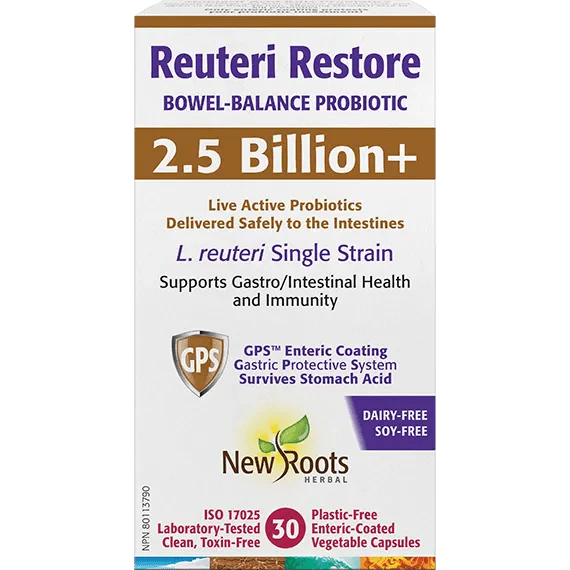 New Roots Reuteri Restore 2.5 Billion+ 30 Veg Capsules