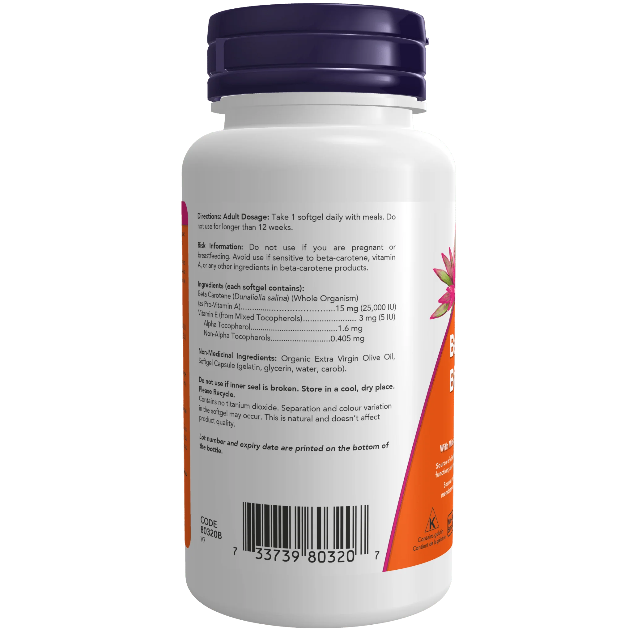Now Beta Carotene 25,000iu 90 Softgels - Image 2