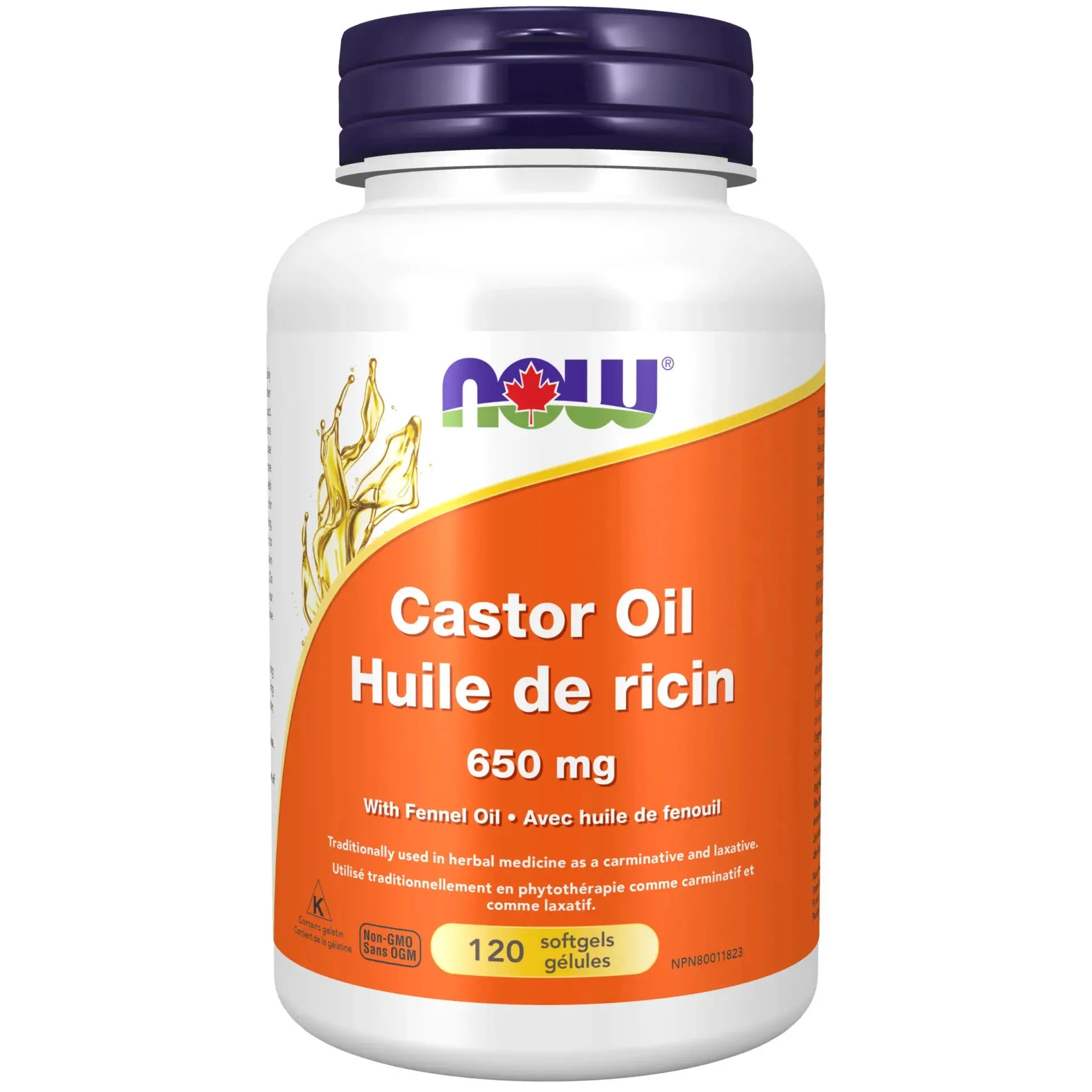 Now Castor Oil 650mg 120 Softgels