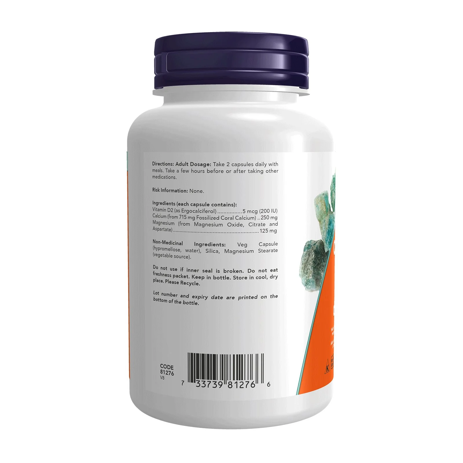 Now Coral Calcium Plus 100 Veg Capsules - Image 3