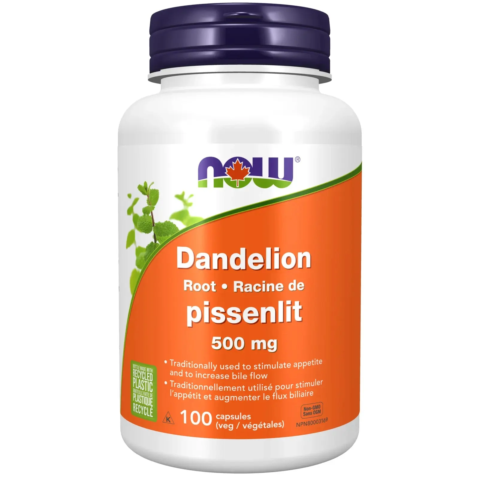 Now Dandelion Root 500mg 100 Veg Capsules