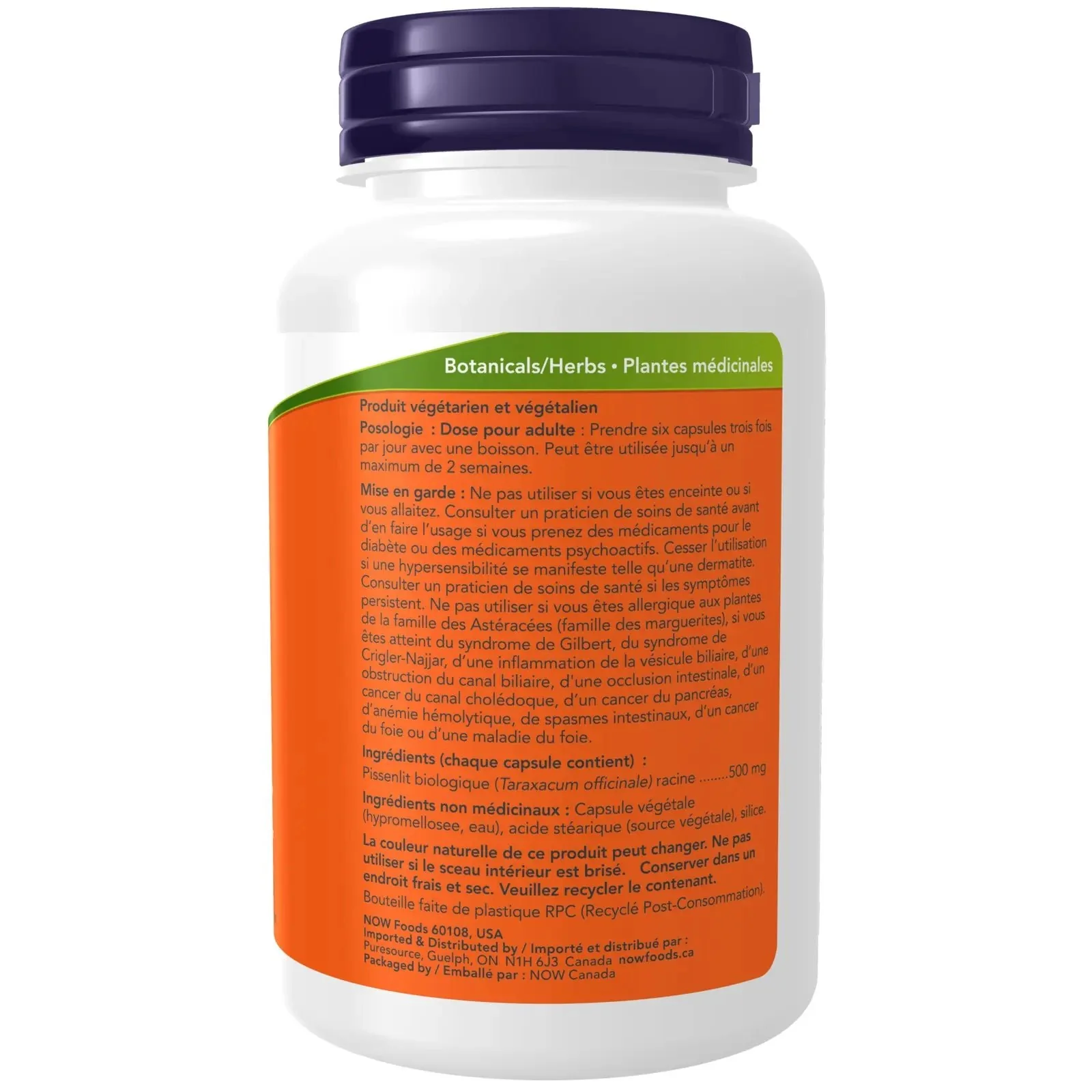 Now Dandelion Root 500mg 100 Veg Capsules - Image 3