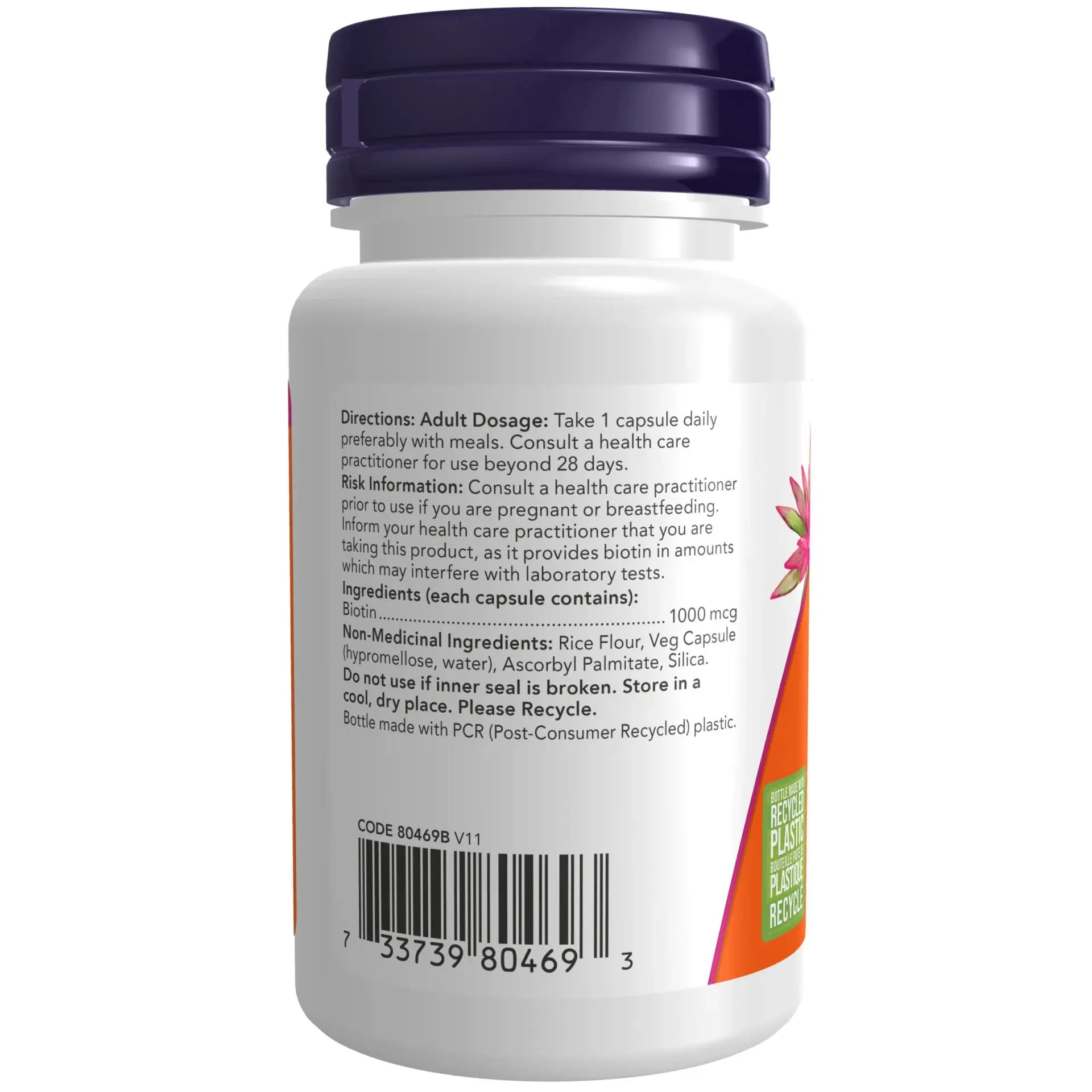Now Biotin 1,000mcg 100 Capsules - Image 2
