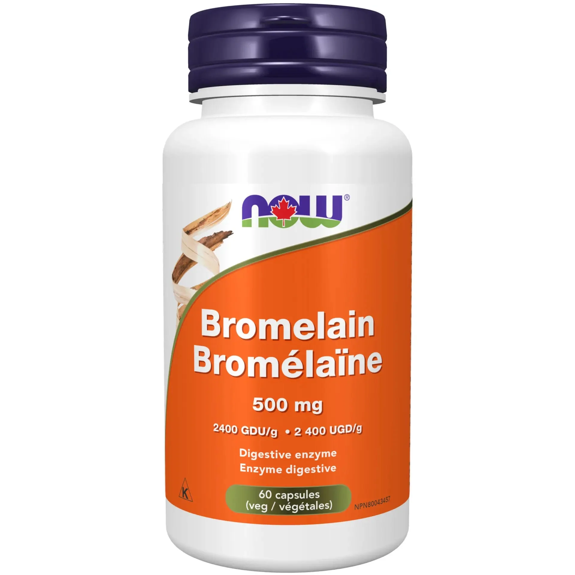 Now Bromelain 500 mg 2400 GDU / g 60 Veg Capsules