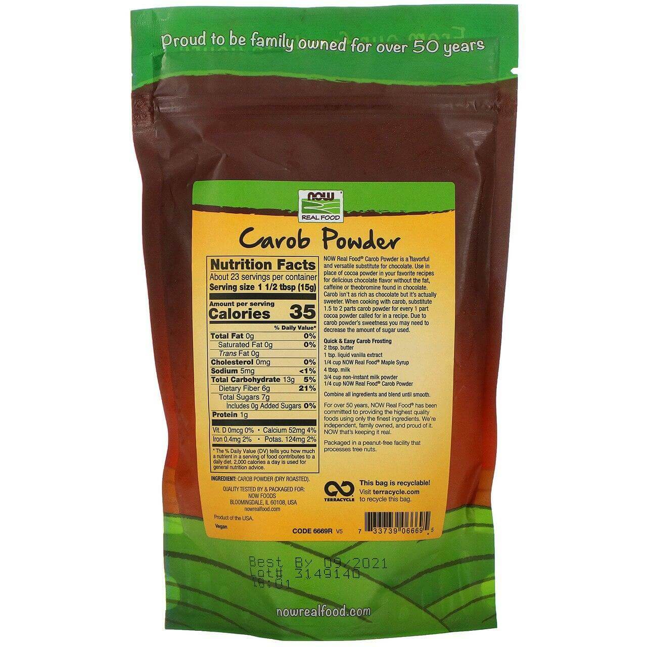 Now Carob Powder, Dry Roasted 12 oz (340 Grams) - Image 2