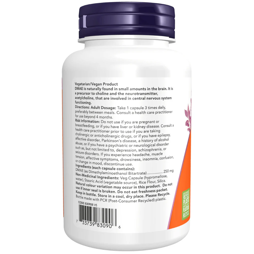 Now DMAE 250mg 100 Veg Capsules - Image 2