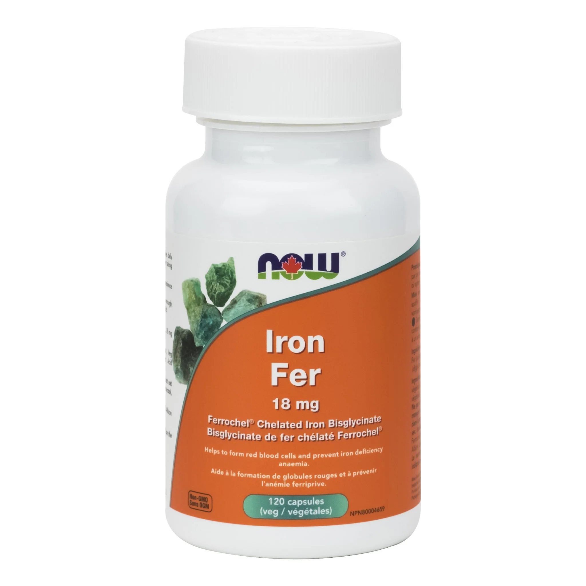 Now Iron Bisglycinate 18 mg 120 Veg Capsules
