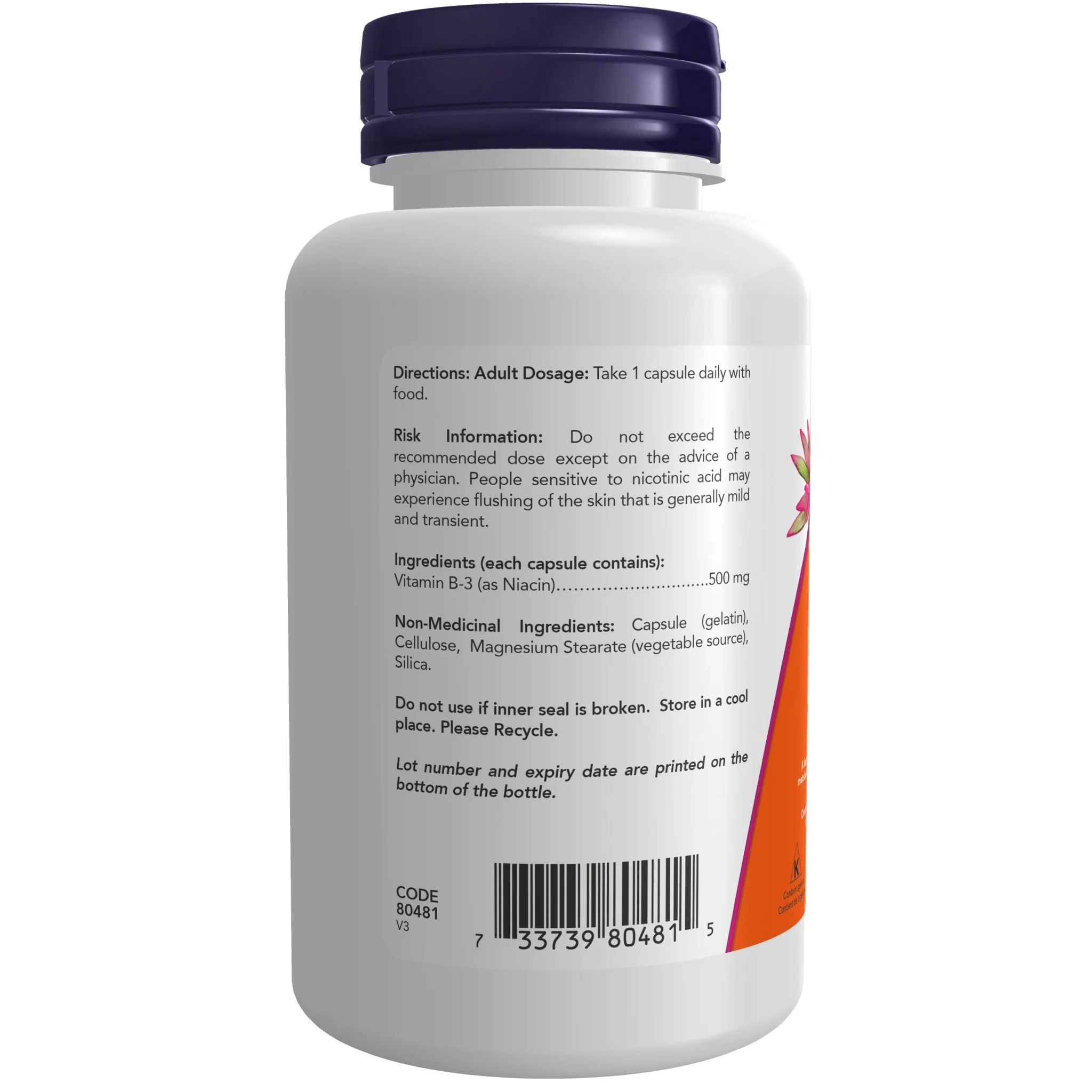Now Niacin 500mg 100 Capsules - Image 2