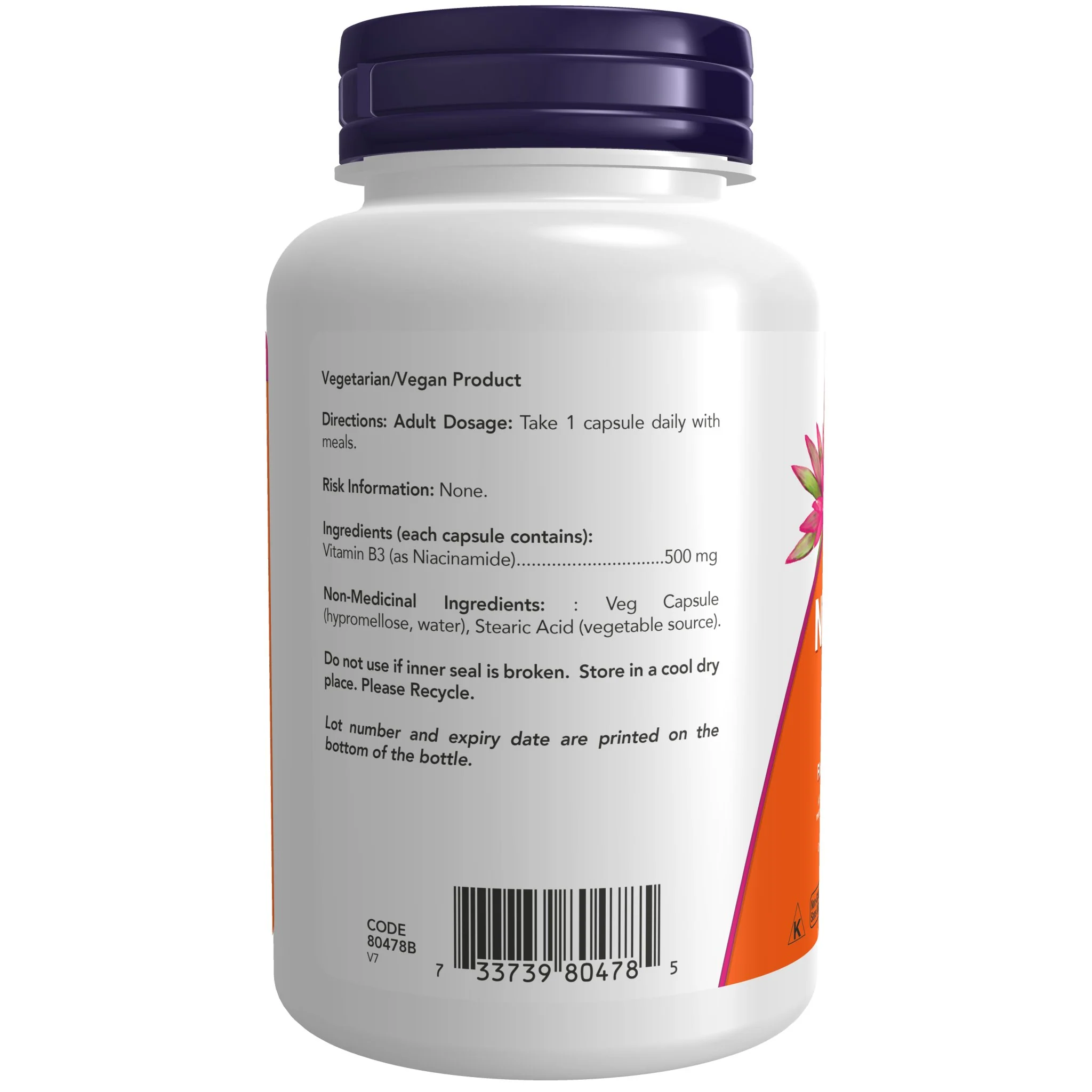 Now Niacinamide 500mg 100 Veg Capsules - Image 2
