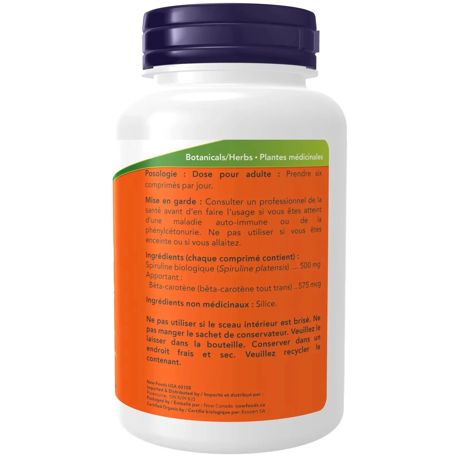Now Organic Spirulina 500mg Tablets - Image 4