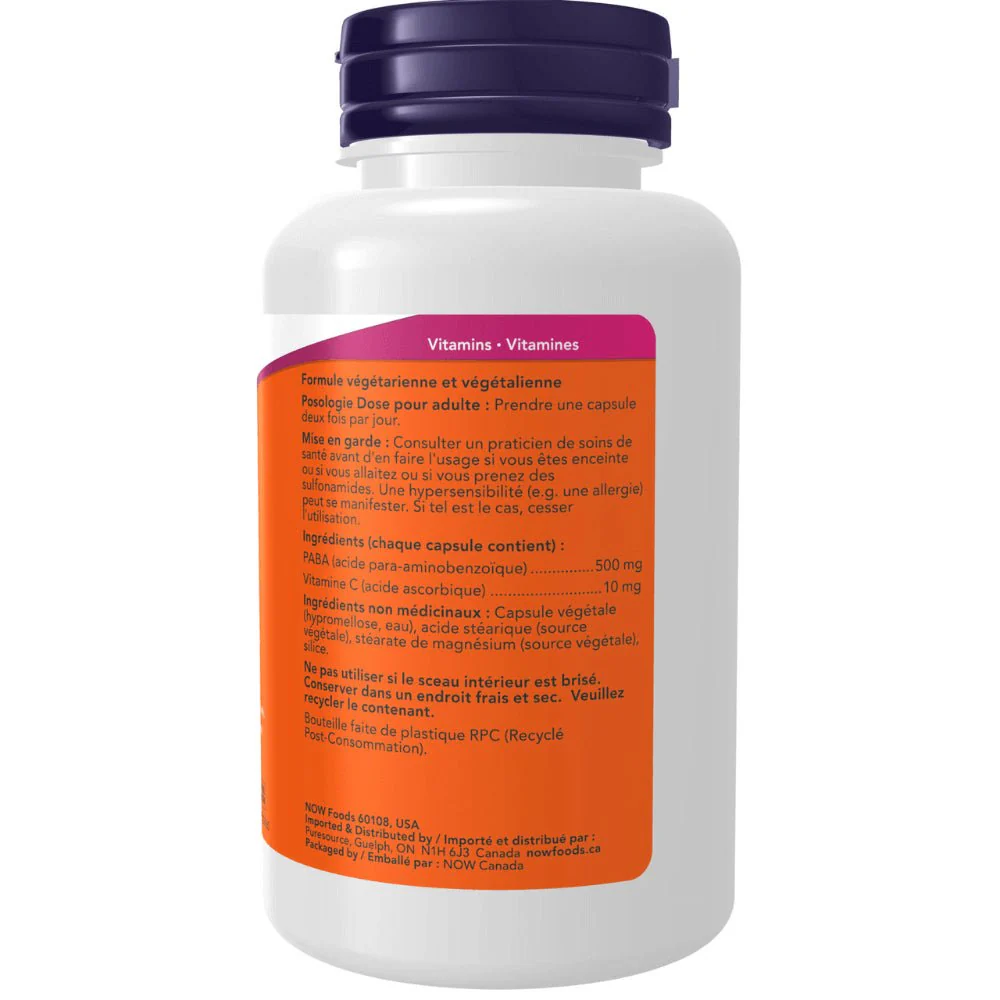 Now PABA 500 mg with Vitamin C 100 Veg Capsules - Image 3