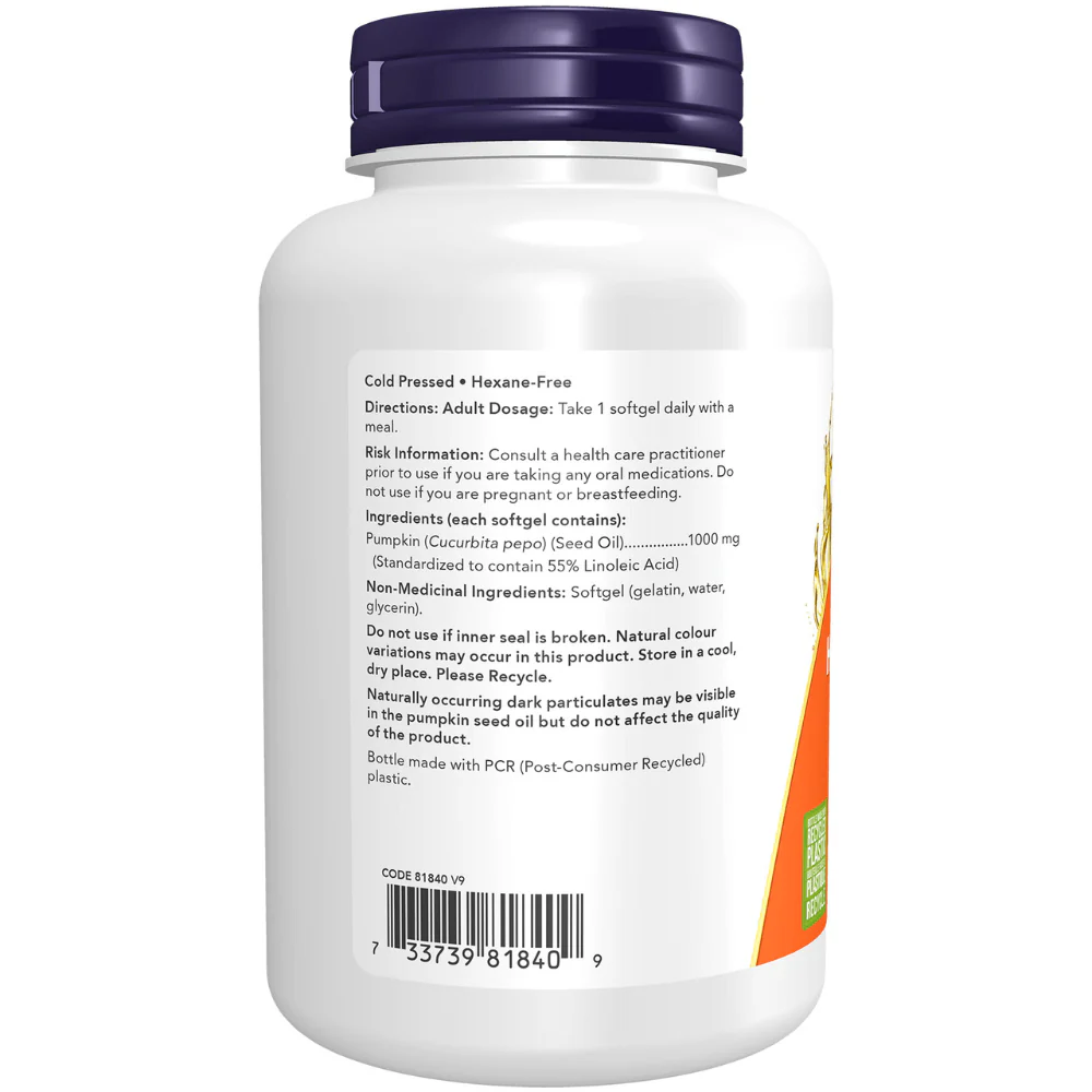 Now Pumpkin Seed Oil 1,000mg 100 Softgels - Image 3