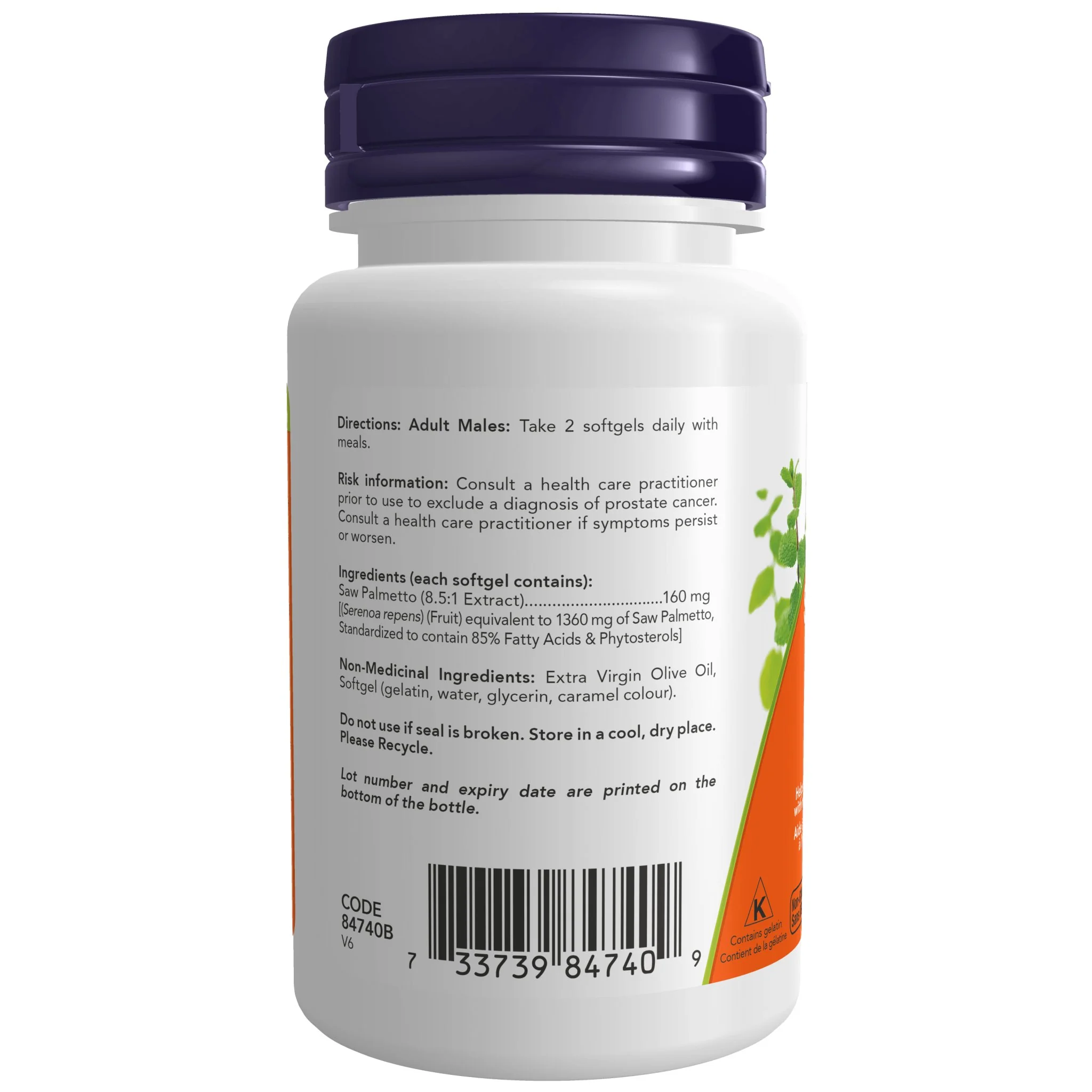 Now Saw Palmetto Extract 160mg 120 Softgels - Image 2