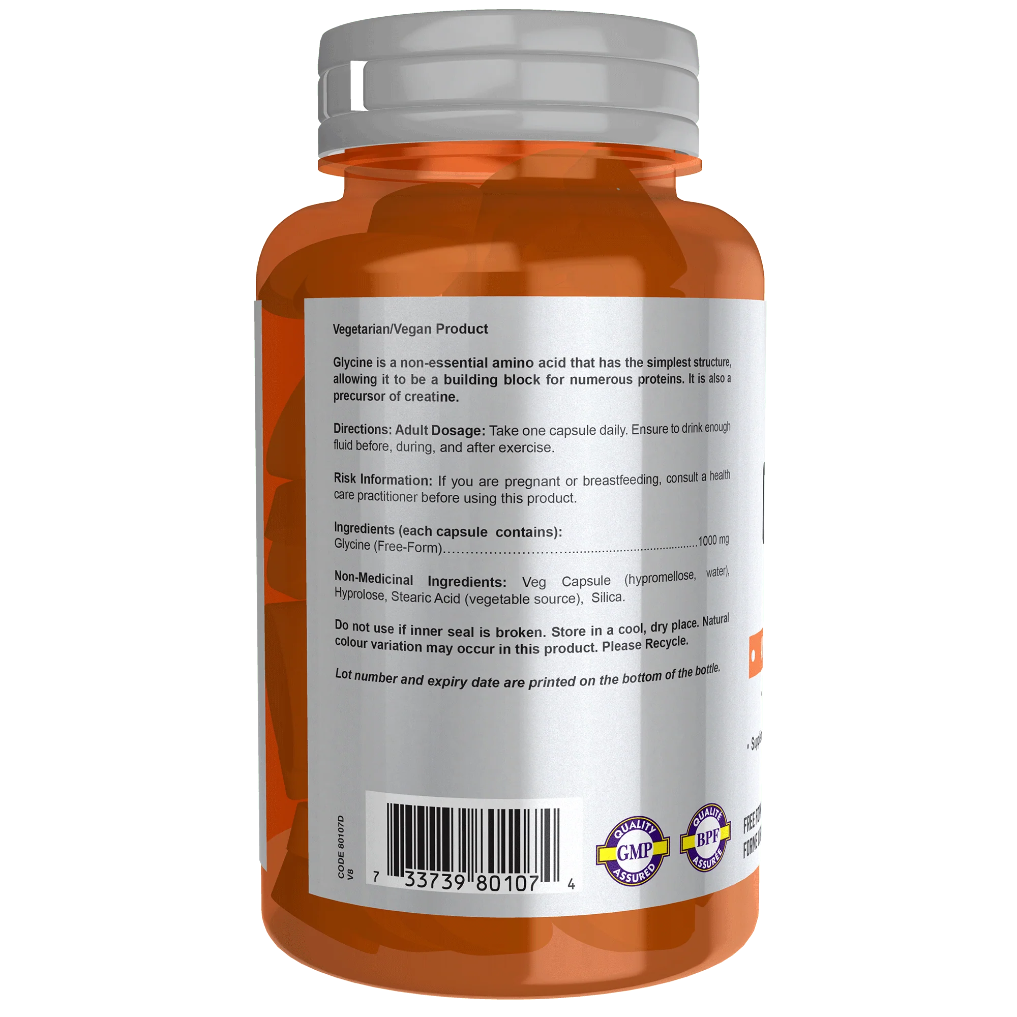 Now Glycine 1,000mg 100 Veg Capsules - Image 2