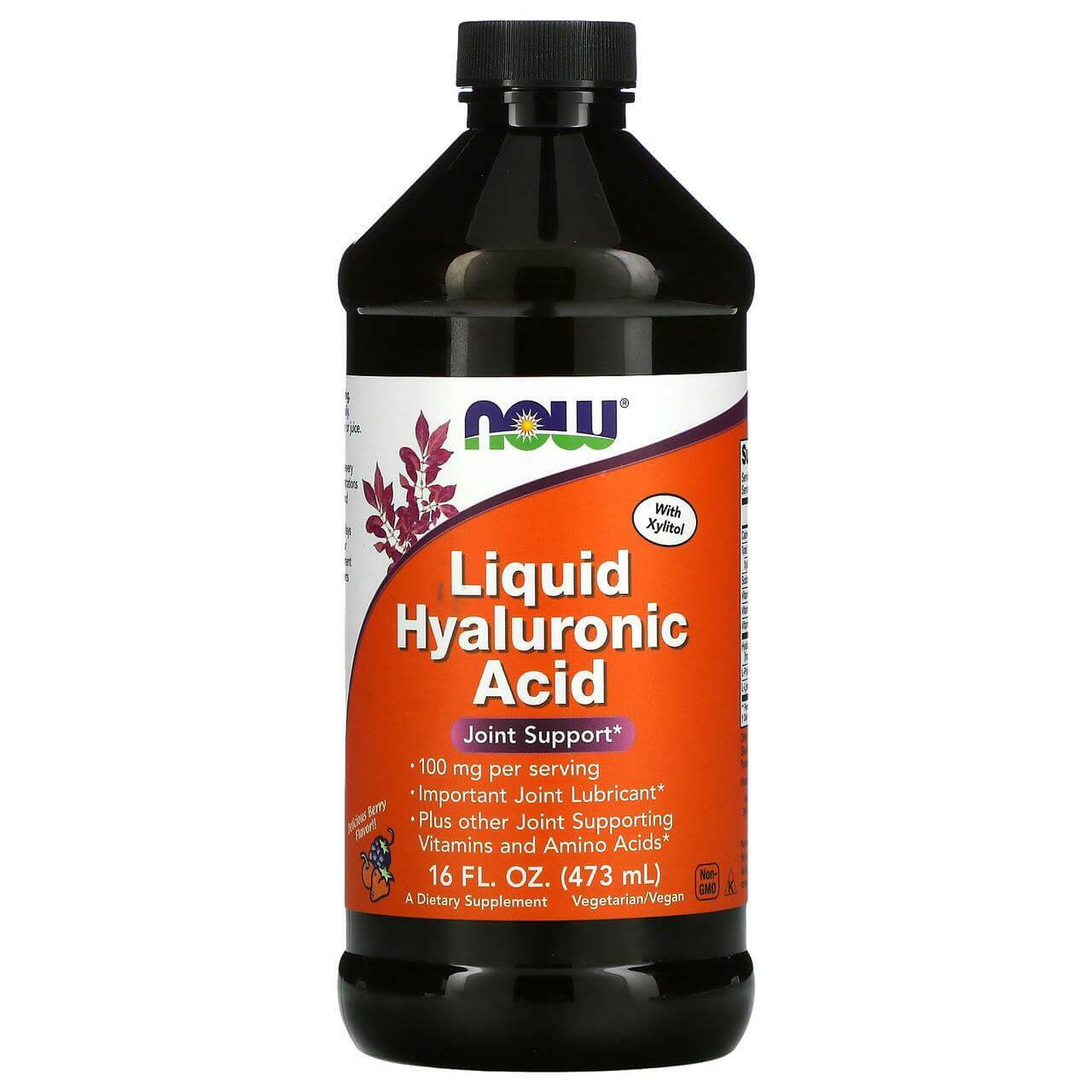 Now Hyaluronic Acid Liquid 473mL Berry Flavor