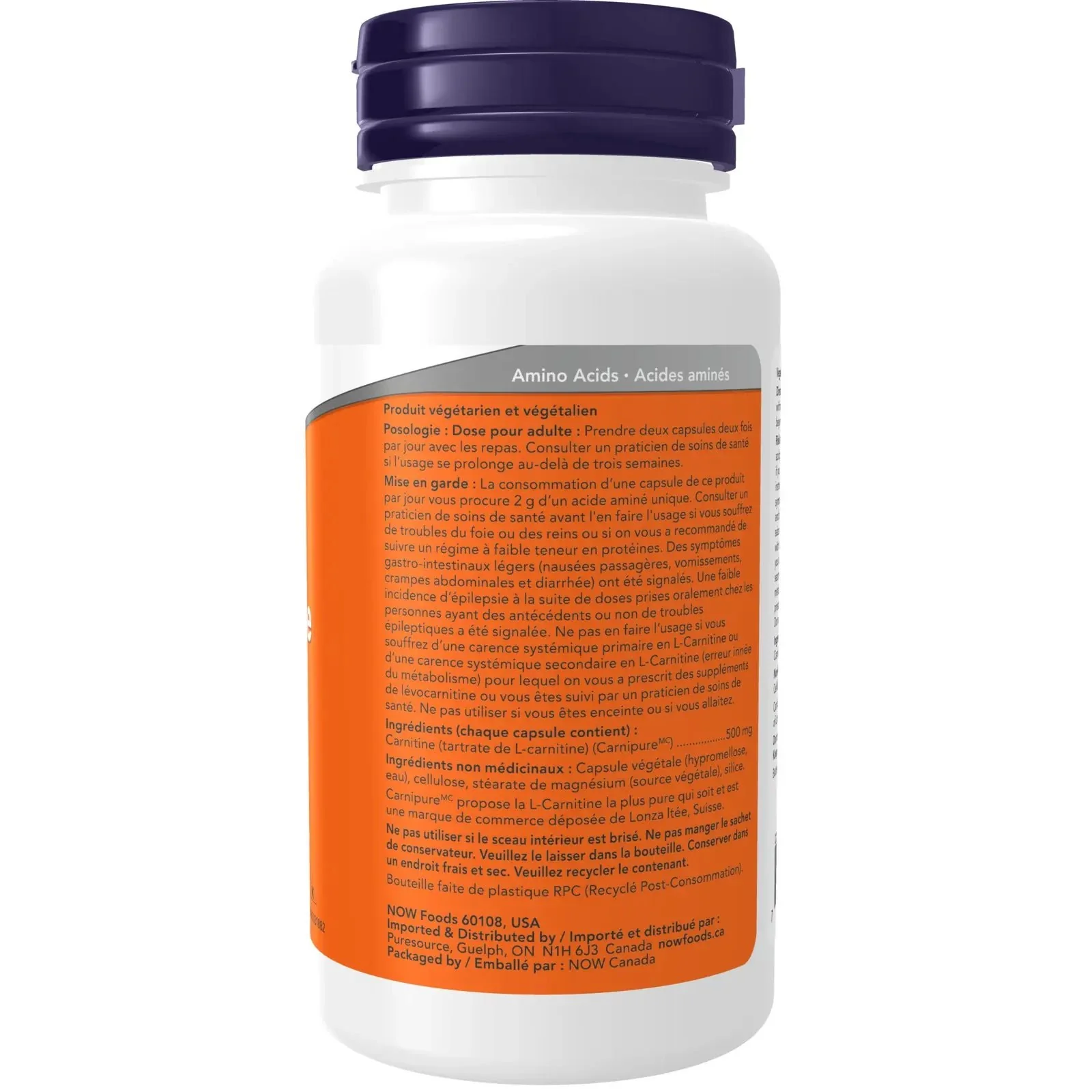 Now L-Carnitine 500mg 60 Veg Capsules - Image 3