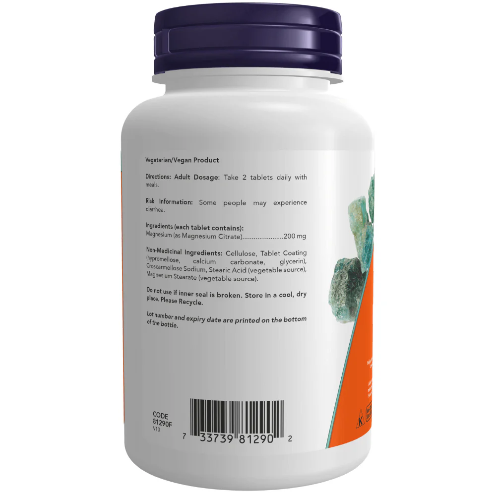 Now Magnesium Citrate 200mg Tablets - Image 4