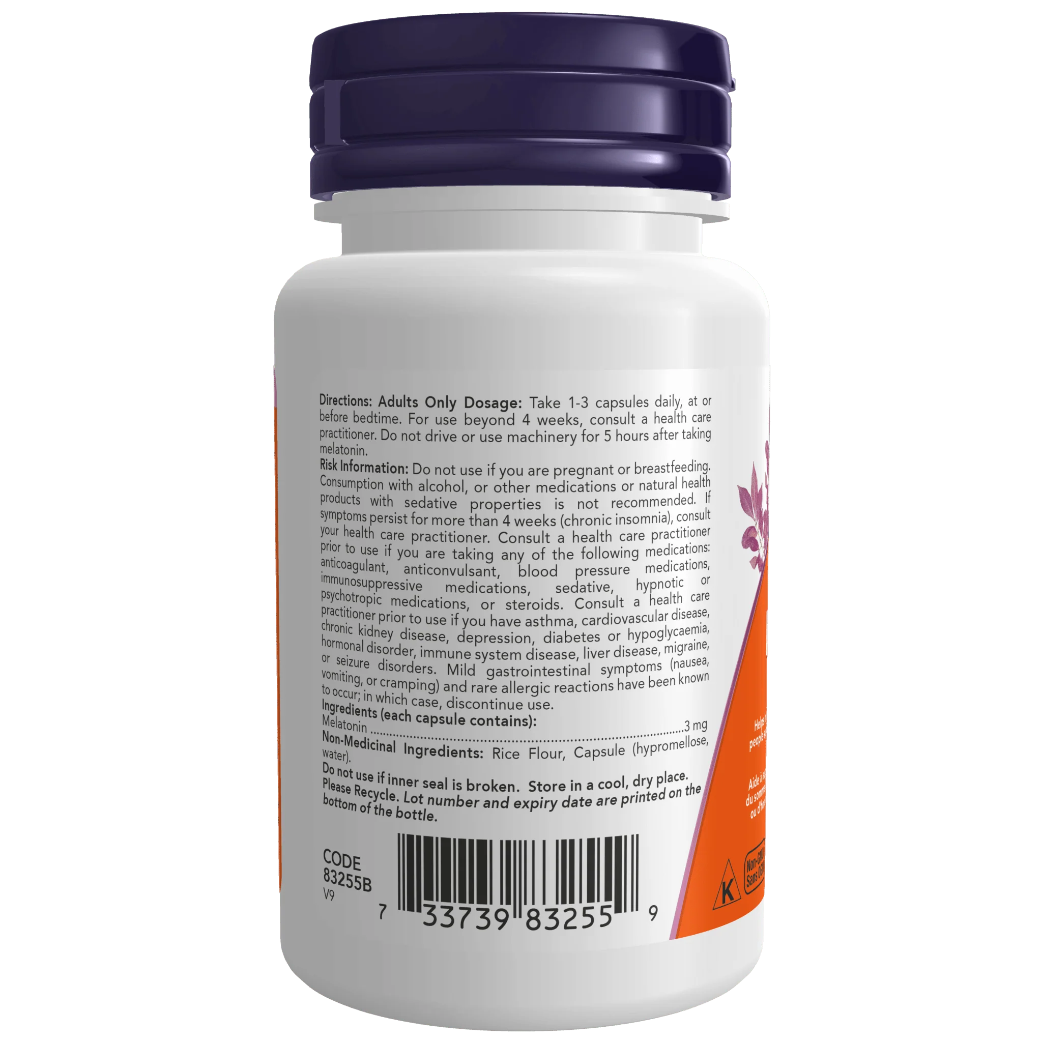 Now Melatonin 3mg 60 Capsules - Image 2