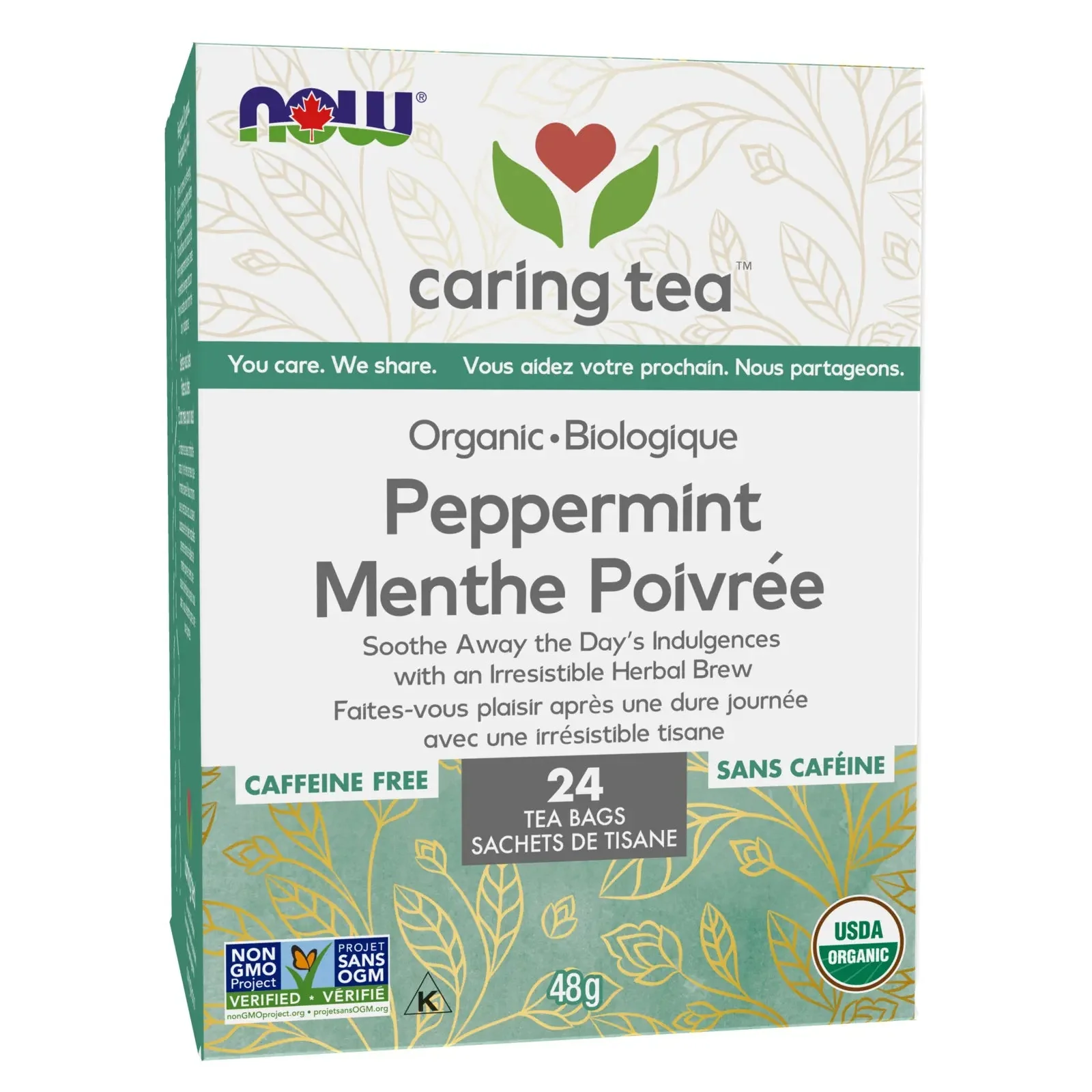 Now Organic Peppermint 24 Tea Bags